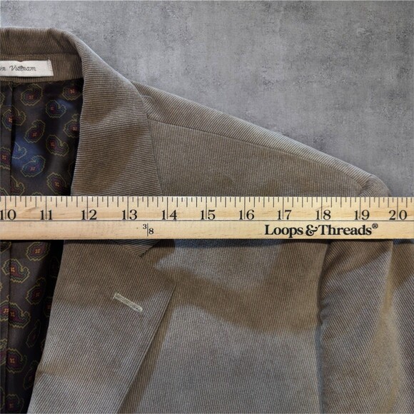 CHAPS Mens 46R Beige Sand Velvet Blazer Sport Coat Two Button Suit Jacket - Picture 7 of 13